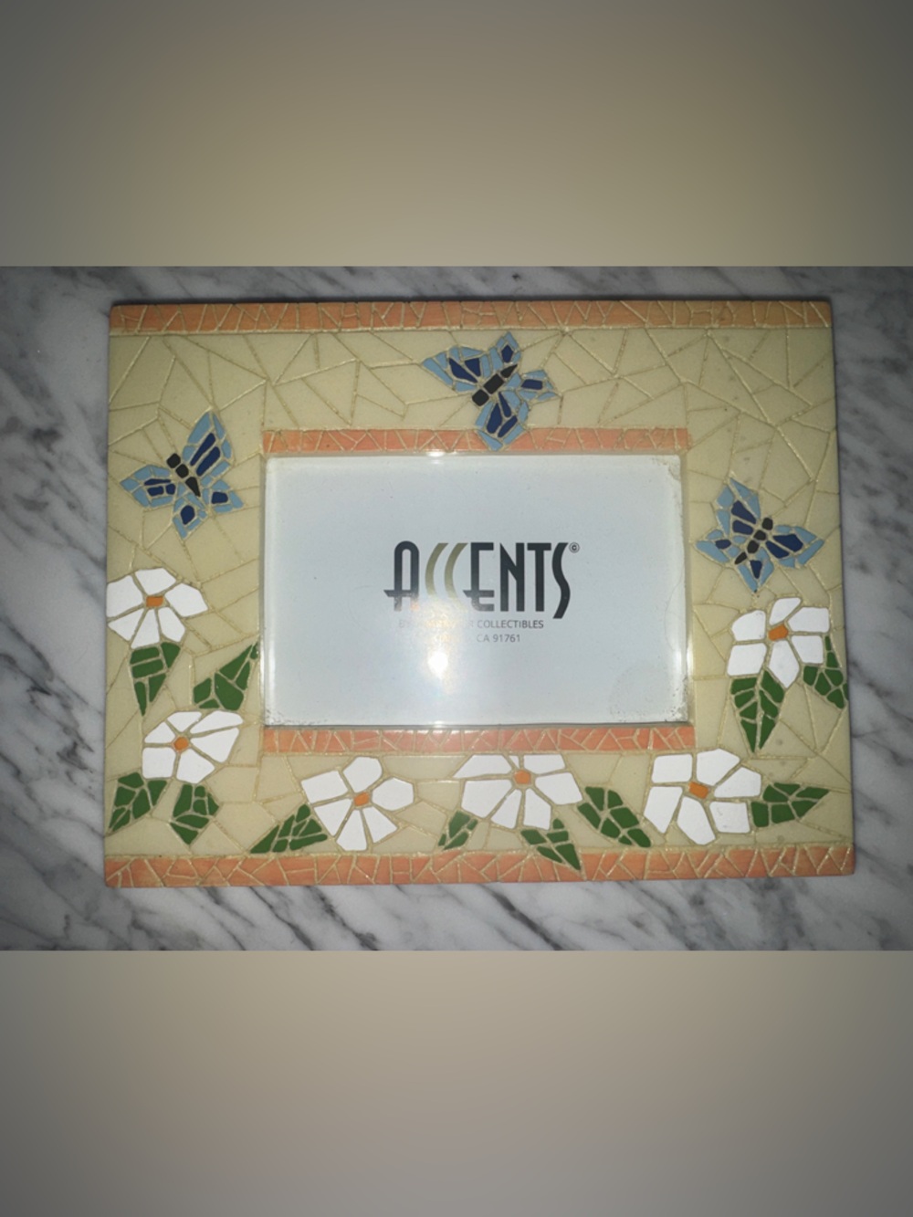 Accents Mosaic Floral Picture Frame in Cream, Green & Blue